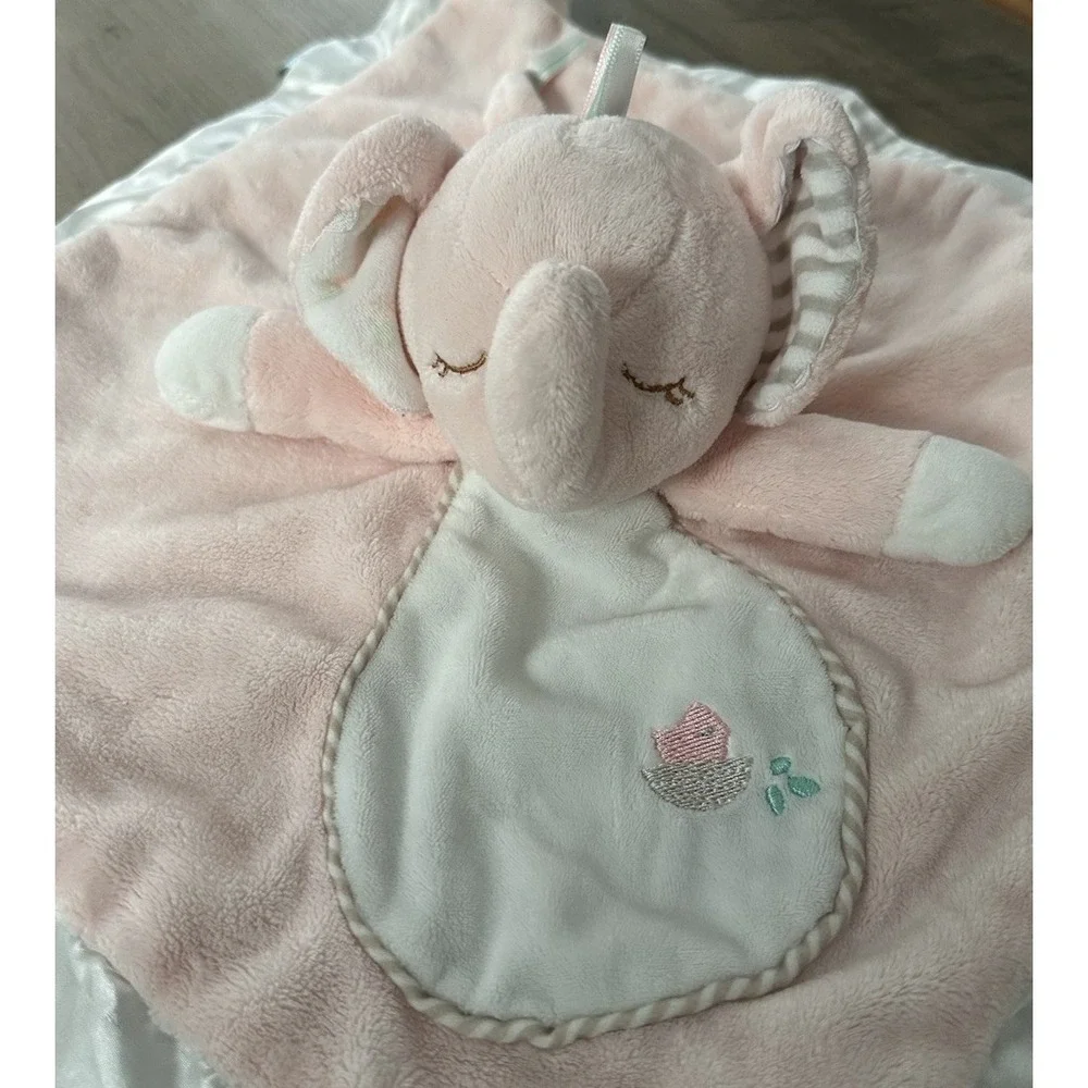 Douglas Baby Girl Lovey Security Blanket Pink Plush Elephant Satin Edge